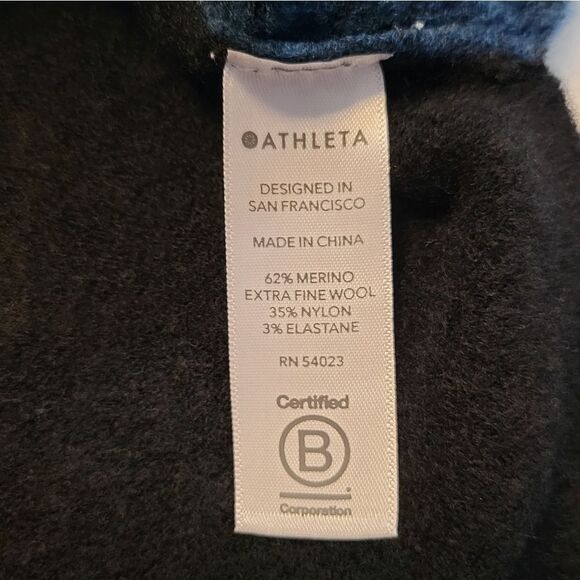 Athleta Transit Colorblock Turtleneck Sweater Merino Wool Black Blue NWT - Picture 8 of 11